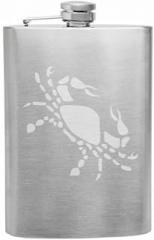 Cancer Zodiac Symbol Silhouette 4th Sign Crab - 8 oz Etched Hip Flask