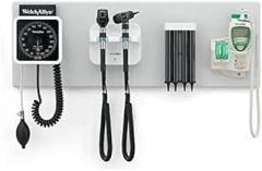 Welch Allyn Green Series 777 Integrated Wall Diagnostic System Including Wall Aneroid Sphygmomanometer, SureTemp Plus 690 Electronic Thermometer, Wall Transformer, Coaxial Ophthalmoscope