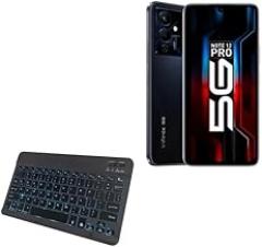 BoxWave Keyboard Compatible with Infinix Note 12 Pro 5G - SlimKeys Bluetooth Keyboard - with Backlight, Portable Slim LED 7 Colors - Jet Black
