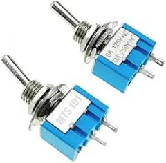 10PCS Mini Toggle Switches – SPST ON/Off or ON/ON 3 Pin | 3A 250V AC | Durable Metal & Plastic Switch for Electronics, Medical, and Industrial Applications (2 PIN ON-OFF SWITCH MTS-101)