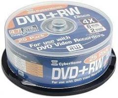 4x 4.7GB DVD+RW Media - 25 Piece Spindle