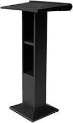 Metal Podium Stand,Heavy Duty Standing Desk with Storage Shelf,Laptop Computer Book Holder,150kg Load Capacity for School Office Conference(Black)