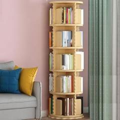 Circular Wooden Bookshelf - Open Design Storage Rack for Bedroom & Study, Stackable Organizer Shelf, Easy to Assemble, Modern Home Decor, Space-Saving Bookcase,4 layerB