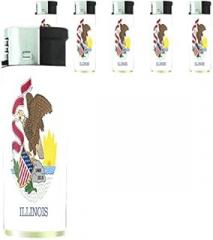Illinois State Flag Lighters S1 Set of 5 Electronic Flame Cigarette Smoking