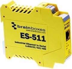 BRAINBOXES ES-511 ES-511 1PORT Device SVR RS232/422/485 ENET Industrial Class, 1 Port RS-232/422/485 Industrial Ethernet to Serial Device Server