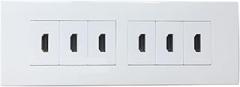 6-Port HDMI 2.0 Wall Plate Six-Socket HDMI Patch Panel Connector Female to Female Plug(Rectangle)