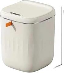 Motion Sensor Trash Can Smart Bathroom Trash Can Automatic Bagging Electronic Trash Can White Touchless Narrow Smart Sensor Garbage Bin Smart Home 15L Waterproof Trash Bin(B White)