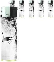 Vintage Retro Skiing Skier Skis Set of 5 Lighters S34 Electronic Refillable Flame Cigarette Smoking