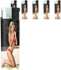 Beach Babes Pin Up Girls Model Set of 5 Lighters S5 Electronic Refillable Flame Cigarette Smoking