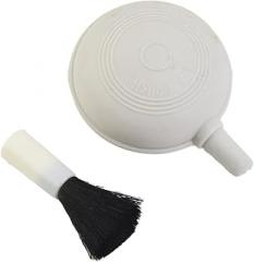 2 in 1 Air Blower Brush and Removable Lens Cleaner for Camera, Binoculars, Keyboards, Optics, Electronics and Watches, Plastic and Fiber Construction, White and Black Color