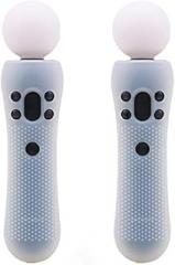 2 pcs Silicone Rubber Cover Anti-Slip Protective Skin Case for PS4 VR Move PS Move Motion Controller White