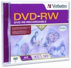 Verbatim DVD-RW Rewritable Disc DISC,DVD-RW,4.7GB,SR BQ10-341330-09 (Pack of50)