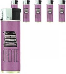 Refillable Electronic Lighter Set of 5 Pieces D-029 Create Retro Typewriter Player