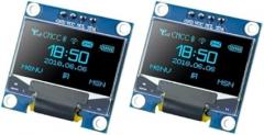 2PCS 0.96 Inch OLED I2C IIC Display Module 128x64 Pixel SSD1306 Mini Self-Luminous OLED Screen Board for Arduino Raspberry Pi (2Pcs- Blue)