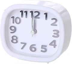 Portable Alarm Clock Electronic Number Double Bell Desk Table Decoration Rectangle Digital Quartz Clock Home Accessories (Color : Wit)