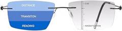 YIMI Rimless Progressive Multifocal Reading Sunglasses for Men Women Trifocal Sun Readers Blue Light Blocking Glasses