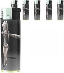 Bad Girls Pin Up Girl Model Set of 5 Lighters S14 Electronic Refillable Flame Cigarette Smoking