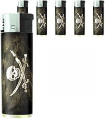 Vintage Pirate Ship Lighters S7 Set of 5 Electronic Flame Cigarette Smoking Retro High Seas