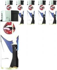 Sexy Woman Drinks Champagne Double-Sided Butane Refillable Electronic Lighter Set of 5 Pieces D-230