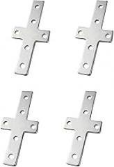 4 Pcs Cross Mending Plate, Steel Silver Heavy Duty Flat Bracket, Connecting Brackets, Suitable for Chairs, Cabinets, Doors, Windows, Wood Tables(2020)