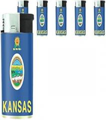 JS & Caren Kansas State Flag Lighters S1 Set of 5 Electronic Flame Cigarette Smoking