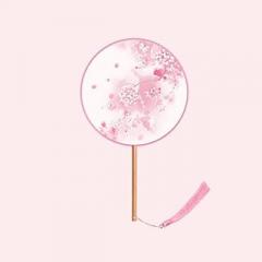 Chinese Traditional Fan Kimono Antique Fan Summer Half Transparent Long Handle Flow sow Dance Fan Female Costume and Haunter Cheongsam Small Round Fan YISSING (Color : 05(Translucent))