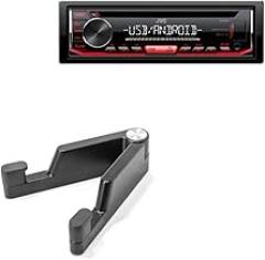 BoxWave Stand and Mount Compatible with JVC KD-R490 - Desktop Aluminum SoloStand, Adjustable Hands-Free Portable with Rubber Feet - Jet Black