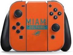 Skinit Decal Gaming Skin Compatible with Nintendo Switch Joy Con Controller - Officially Licensed NFL Miami Dolphins Orange Performance Series Design