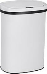 Stainless Steel Kitchen Trash Can, 13 Gallon Automatic Touch Free Garbage Can with Lid, High Capacity Electronic Touchless Sensor Trash Bin, White