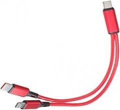 Nylon 2 in 1 Charging Cable USB C to Type C+USB 5Pin for Portable Electronics