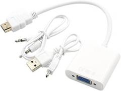 HOMSFOU Full to Dual Vga Adapter Audio USB Power Plug Play for Laptop Monitor Projector