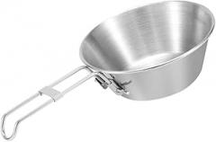 Milisten 304 Stainless Steel Folding Camping Cup Handle Portable Outdoor Teacup for Hiking and Picnic