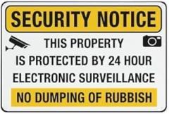 Notice This Property is Protected by 24Hr Electronic Surveillance Safe Aluminum Metal Tin Sign Warning Signs for Road Business Yard Sign Home Office Indoor Outdoor Use Wall Decor 8x12 Inch