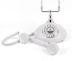 Antique Wedding Message Blessing Phone,Old Fashioned Audio Guestbook Desk Decoration Telephone for Wedding Parties (White)