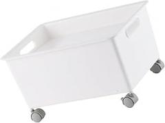 Storage Bins, Roller Movable Durable PP High Capacity Storage Box Sturdy Construction Minimalist Style Portable Rolling File Cabinet for Books Shoes Stationery Electronics (White)