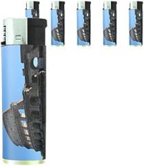 Famous Landmark Colosseum Rome Set of 5 Lighters S1 Electronic Refillable Flame Cigarette Smoking