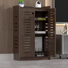 WiFi Router Storage Cabinet - Double-Deck Media nizer with Cable Management Space-Saving Home Office & Living Room Solution Stylish & Functional Design for Electronics and Accessories