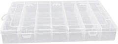 MroMax PP Component Storage Box 350x220x48mm Plastic Organizer Adjustable Container 28 Removable Grids Tool Boxes for Electronic Component Small Accessories Transparent Color 1Pcs