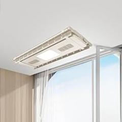 Foldable Space-Saving Clothes Rack Floor-Standing Clothes Rack Tripod Portable Rotating Clothes Rack，Automatic Ceiling-Mounted Clothes Drying Rack with Remote Control, Space-Saving Laundry S