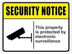 Btbaspa This Property Is Protected By Electronic Surveillance Security Notice Sign 12x8 Inch Rust-Free Aluminum - Metal Tin Sign for Home, Coffee Bar & Christmas Security Deterrence