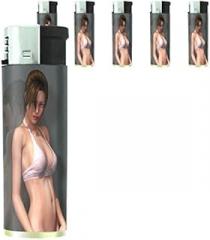 Bad Girls Pin Up Girl Model Set of 5 Lighters S9 Electronic Refillable Flame Cigarette Smoking
