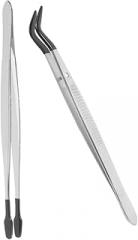 STOBOK 2pcs Stainless Steel Craft Tweezers Set for Stamp and Eyelash Application Ergonomic Design Non-magnetic Precision Tongs for Jewelry Electronics and Fine Crafts