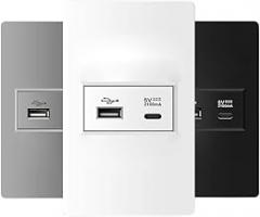 4 * 2 Brazilian Standard PC Flame Retardant Panel 20W Fast Charge Tpye-C USpB Wall Socket, 118 * 74mm 2.1A 5V Outlet Replacement for OEM New 2026 High for Reliable Electronic Component