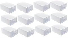 Milisten Thicken Shoe Storage Box with Flip Lid 33x23x13cm White 12pcs Dustproof Moisture-proof Shoe Organizer for Closet and Home