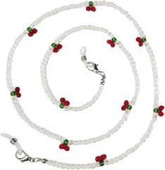 Milisten Cherry Beaded Glasses Lanyard and Anti-lost Mask Strap, Portable Crystal Red Eyeglass Chain for Women, Multifunctional Face Mask Holder for Daily Use