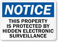 Hidden Electronic Surveillance Notice Metal Tin Sign, 8x12 Inch – Safety or Decorative Wall Sign