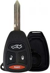Replacement for Chrysler Jeep Remote Head Key Shell 4 Buttons with Long Panic and Uncut Blade Keyway Y159. Shell Only. Electronic Board not Included (2)