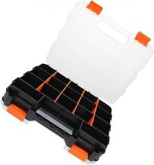 Uonlytech Portable Plastic Storage Organizer Box with Dividers, Small Electronics Component Case for Tool Parts and Beads, Handheld Toolbox for Hardware Accessories, 32x27x8cm