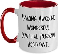 Amazing Awesome Wonderful. Two Tone 11oz Mug, Personal assistant Cup, Useful Gifts For Personal assistant from Team Leader, Electronic organizer, Day planner, Address book