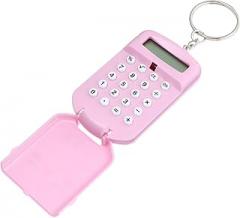 2pcs Mini Portable Calculator for Students with Arithmetic Functions, Pink Plastic Electronic Pocket Calculator Set for Office and School Use